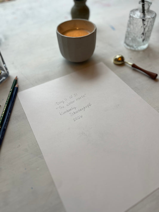 Original Graphite Drawing on Paper, The Water Horse, No. 11 of 31 Horse Drawings