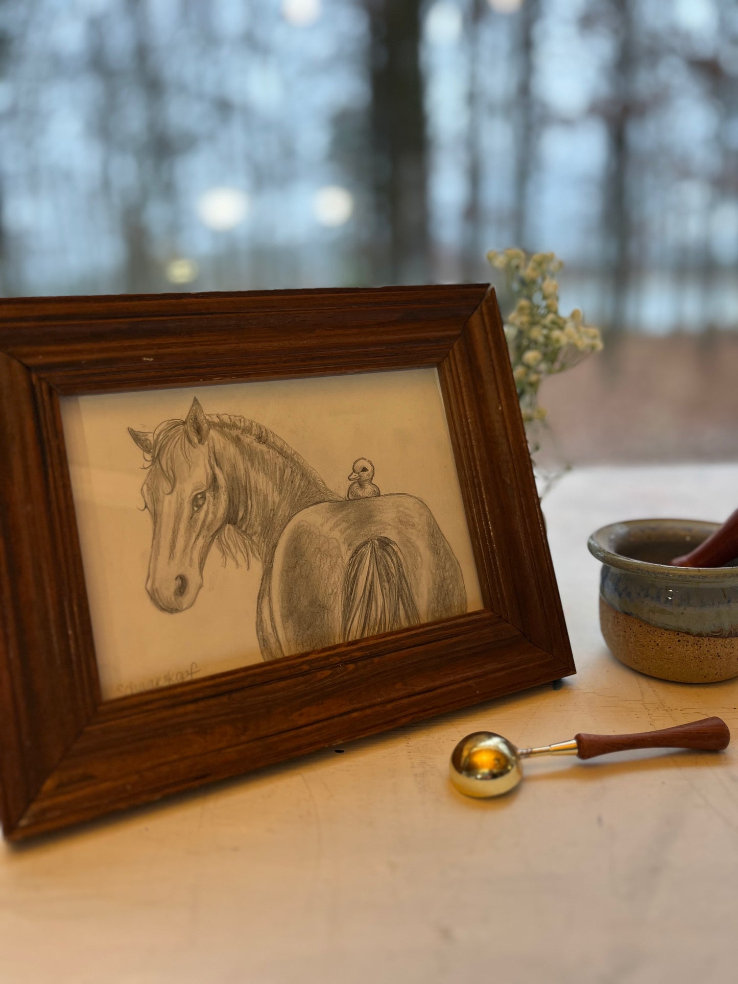 Original Graphite Drawing on Paper, You're Lucky You're Cute, No. 15 of 31 Horse Drawings