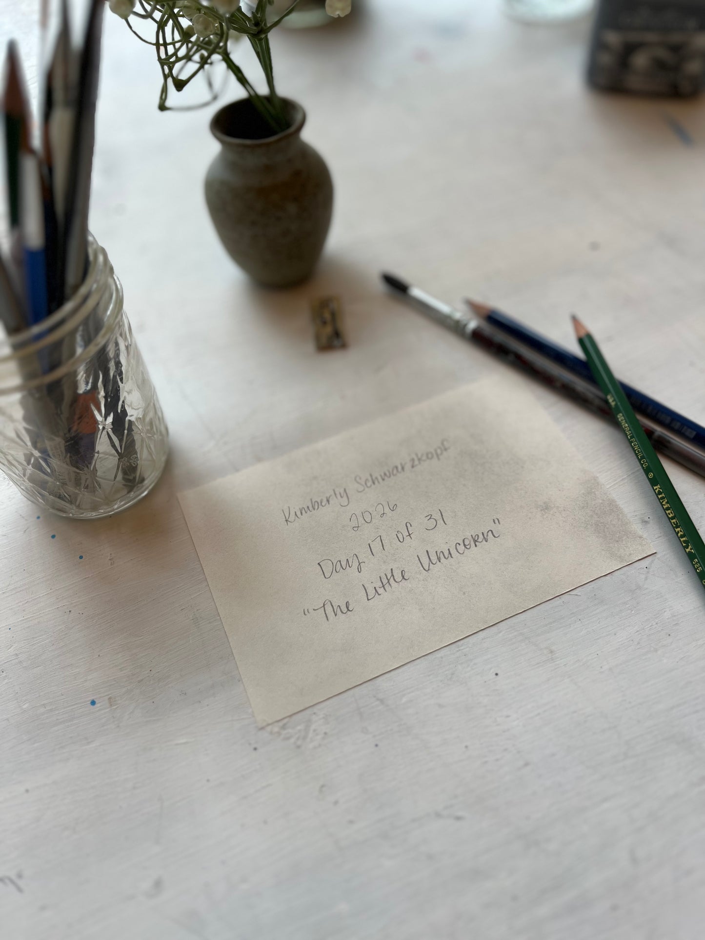 Original Graphite Drawing on Paper, The Little Unicorn, No. 17 of 31 Horse Drawings