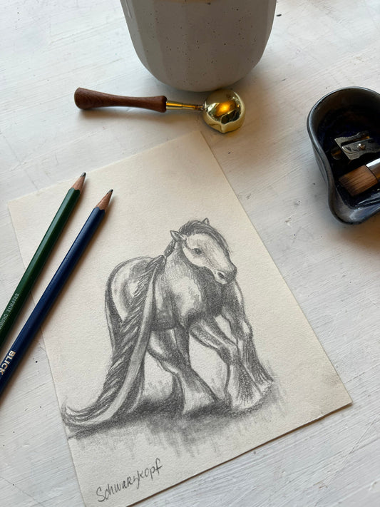 Original Graphite Drawing on Paper, Why, No. 20 of 31 Horse Drawings