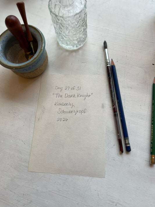 Original Graphite Drawing on Paper, The Dark Knight, No. 27 of 31 Horse Drawings