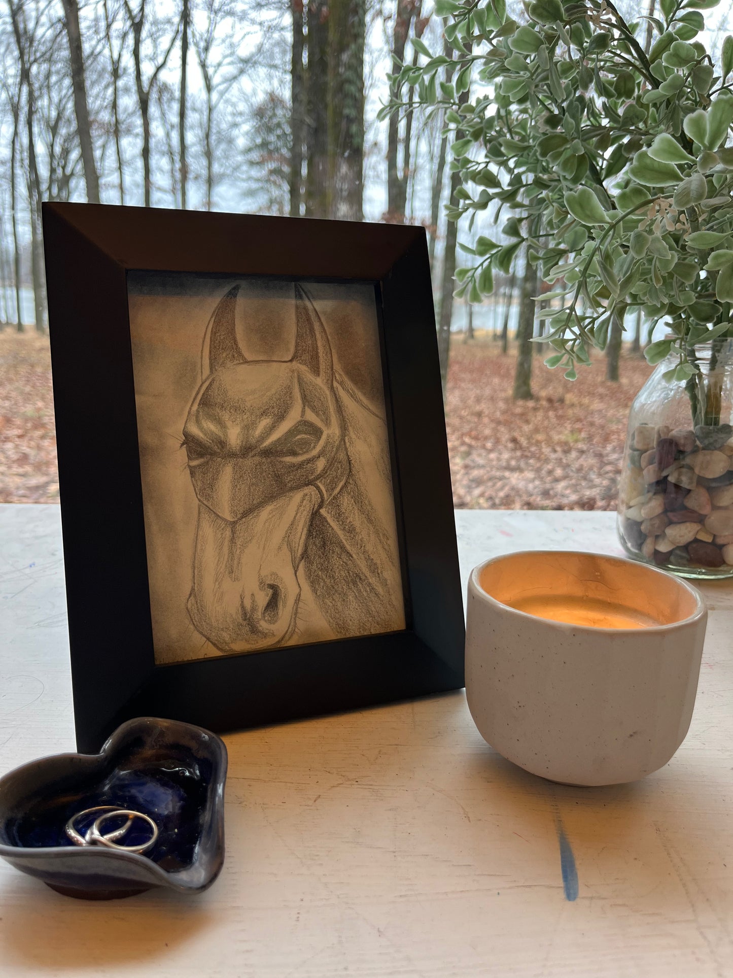 Original Graphite Drawing on Paper, The Dark Knight, No. 27 of 31 Horse Drawings