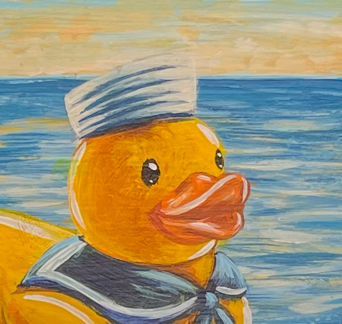 Original Painting on Wood, Cruisin Duck