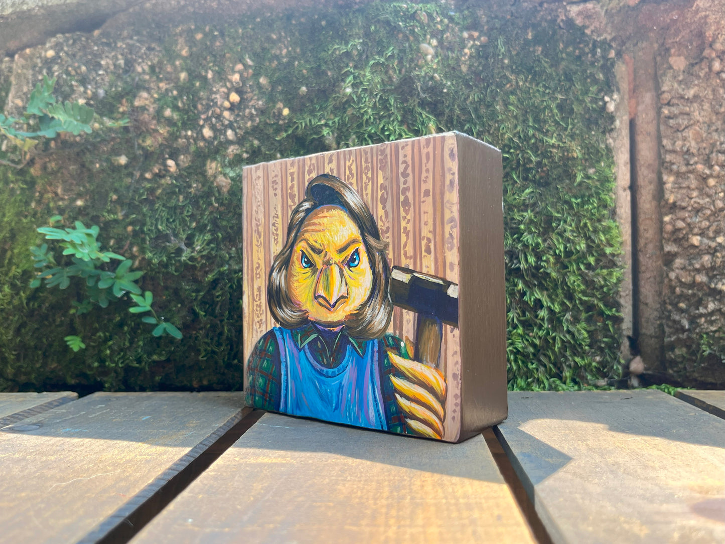 Original Painting on Wood, Dirty Birdie