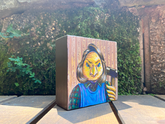 Original Painting on Wood, Dirty Birdie