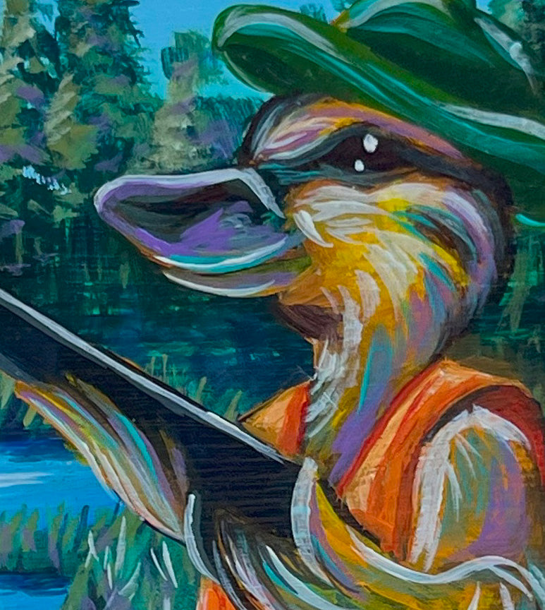 Original Painting on Wood, Duck Hunting