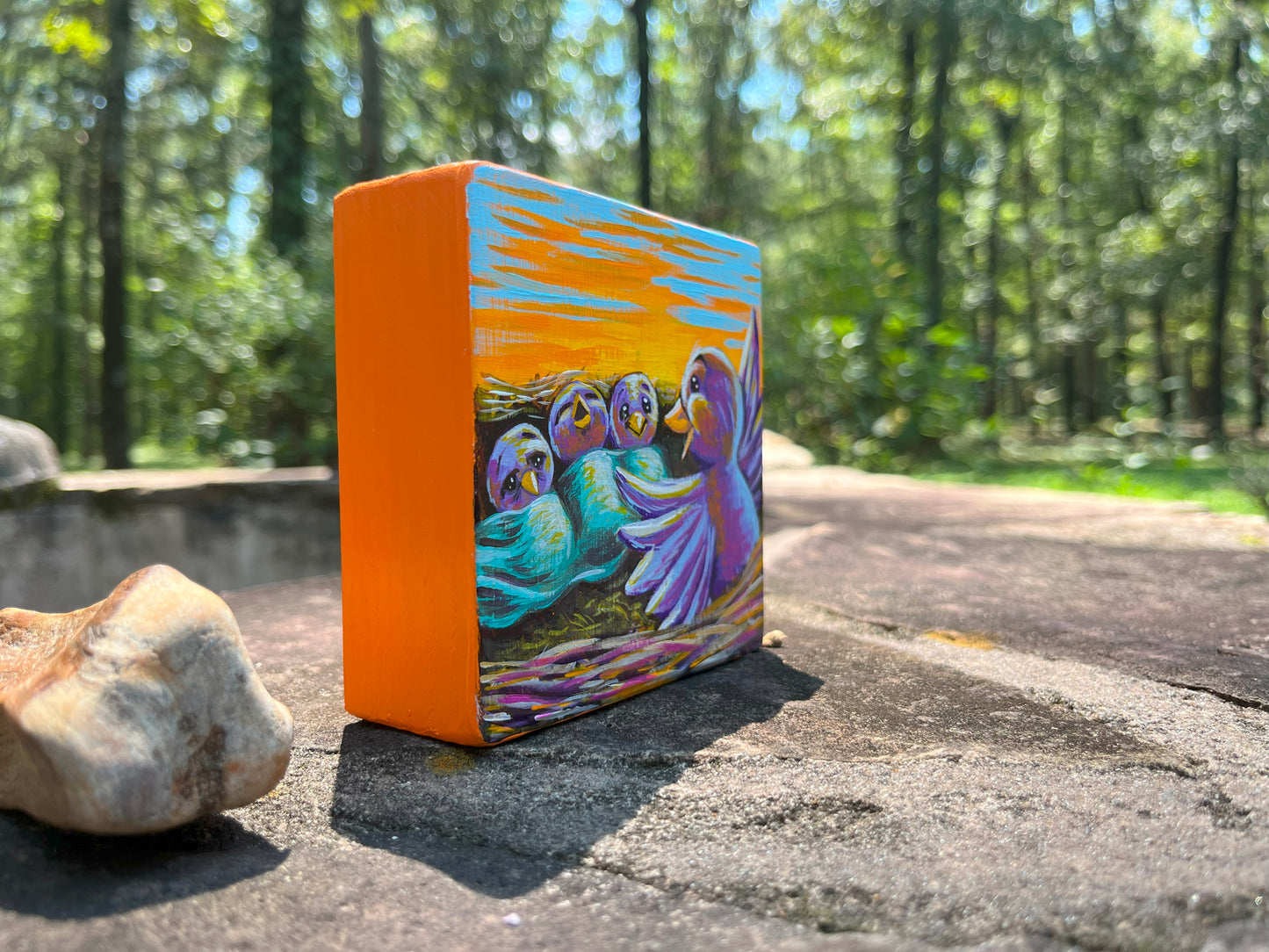 Original Painting on Wood, Early Bird