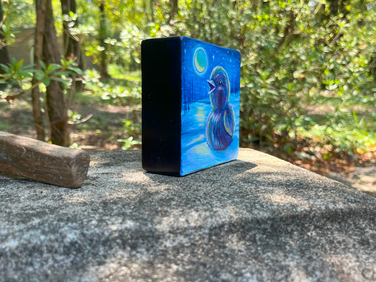 Original Painting on Wood, Little Blackbird