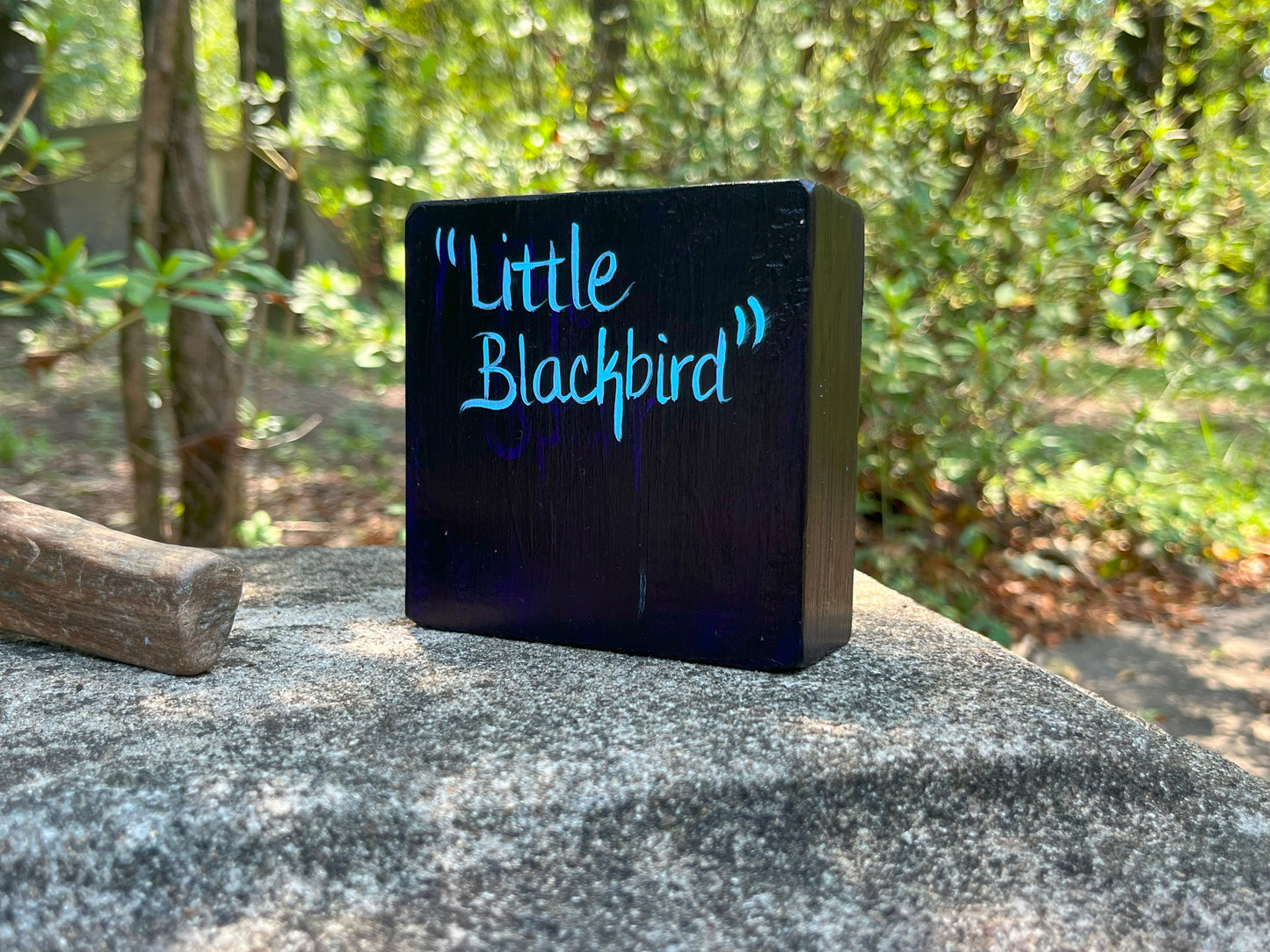 Original Painting on Wood, Little Blackbird