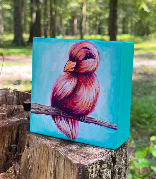 Original Painting on Wood, Lovebird #1