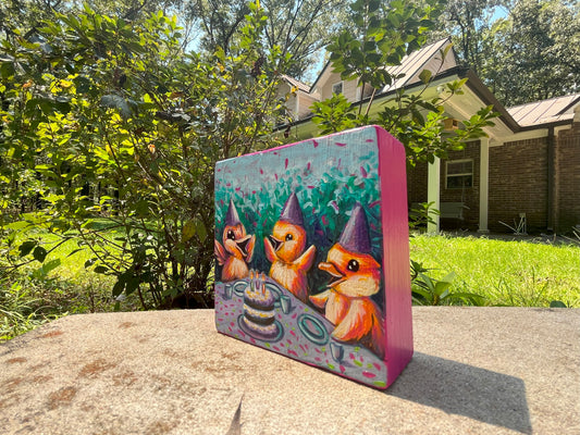 Original Painting on Wood, Party Fowl