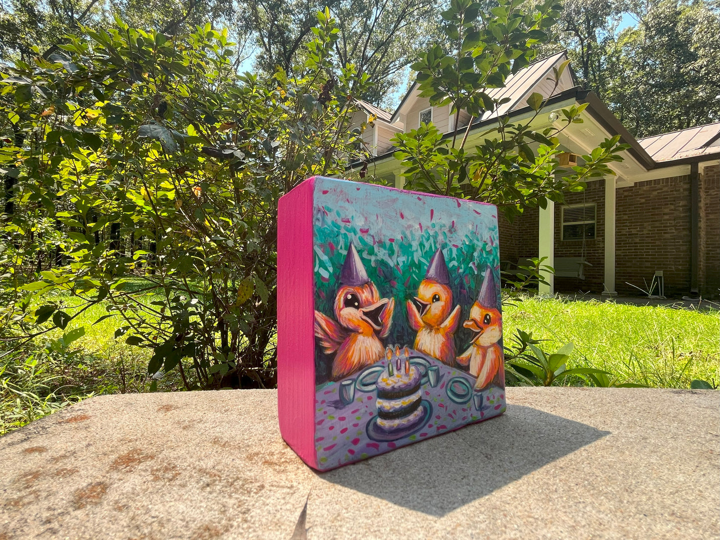 Original Painting on Wood, Party Fowl