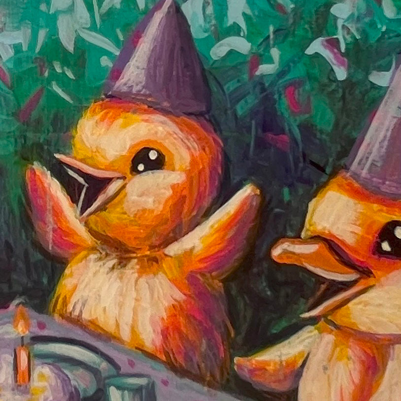 Original Painting on Wood, Party Fowl