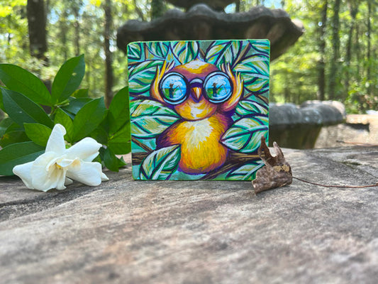 Original Painting on Wood, People Watcher