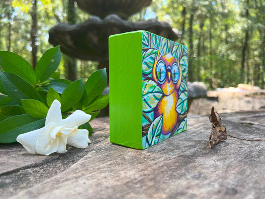 Original Painting on Wood, People Watcher