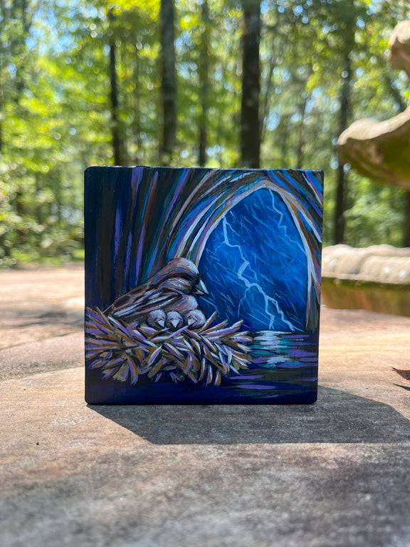 Original Painting on Wood, The Sparrow