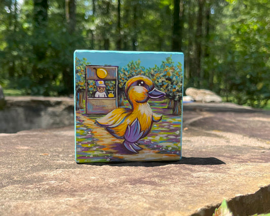 Original Painting on Wood, Waddle, Waddle