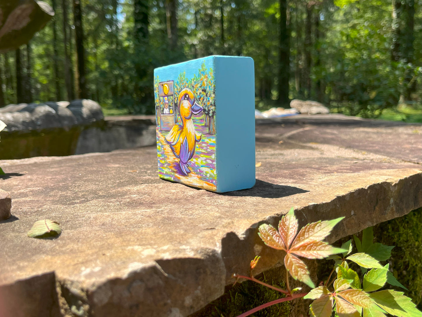 Original Painting on Wood, Waddle, Waddle