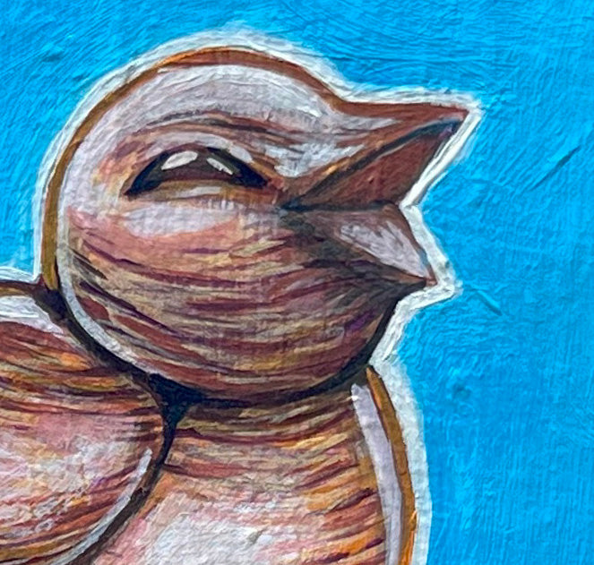 Original Painting on Wood, Your Little Wooden Bird