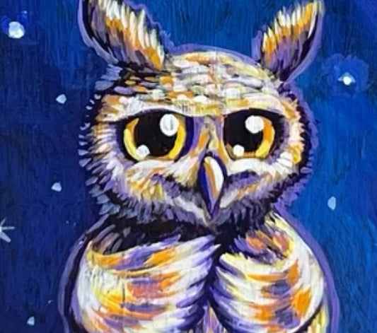Original Painting on Wood, Owl Love You