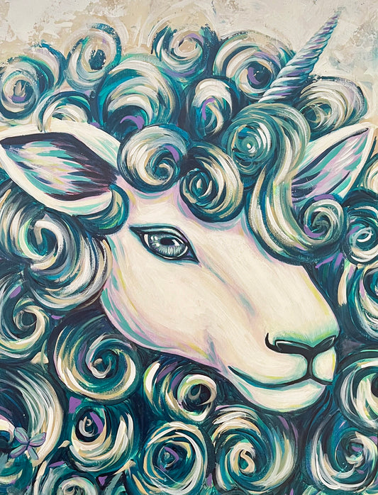 Original Painting on Canvas, Ewenicorn