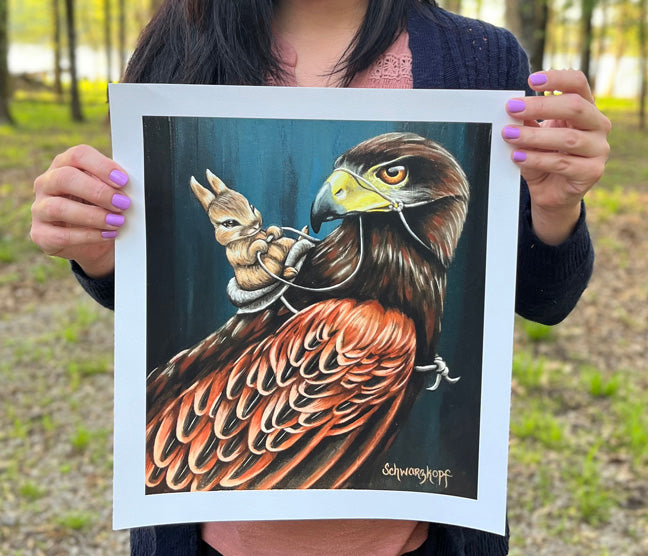 Fine Art Print, Hare and Hawk