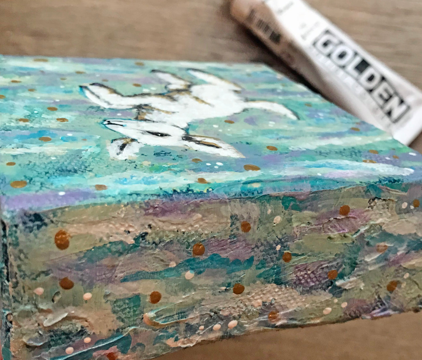 Original Painting on Canvas, Leaping Lamb