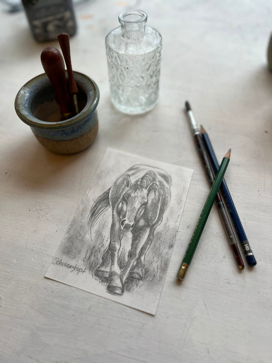 Original Graphite Drawing on Paper, Rise Again, No. 10 of 31 Horse Drawings