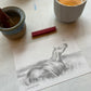 Original Graphite Drawing on Paper, Maternal Metamorphosis, No. 12 of 31 Horse Drawings