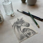 Original Graphite Drawing on Paper, The Captain's Horse, No. 16 of 31 Horse Drawings