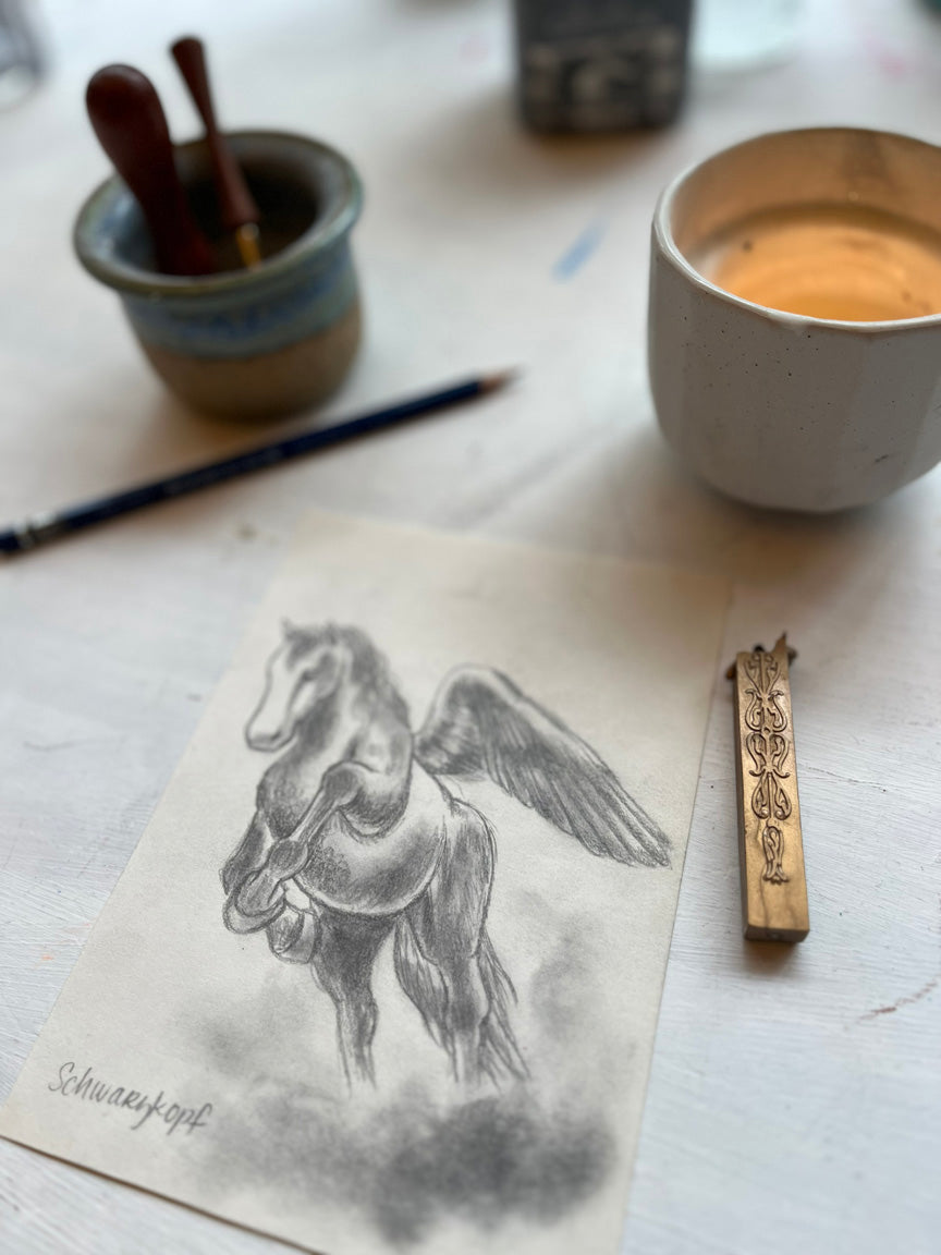 Original Graphite Drawing on Paper, First Flight, No. 18 of 31 Horse Drawings