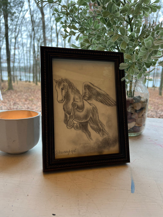 Original Graphite Drawing on Paper, First Flight, No. 18 of 31 Horse Drawings