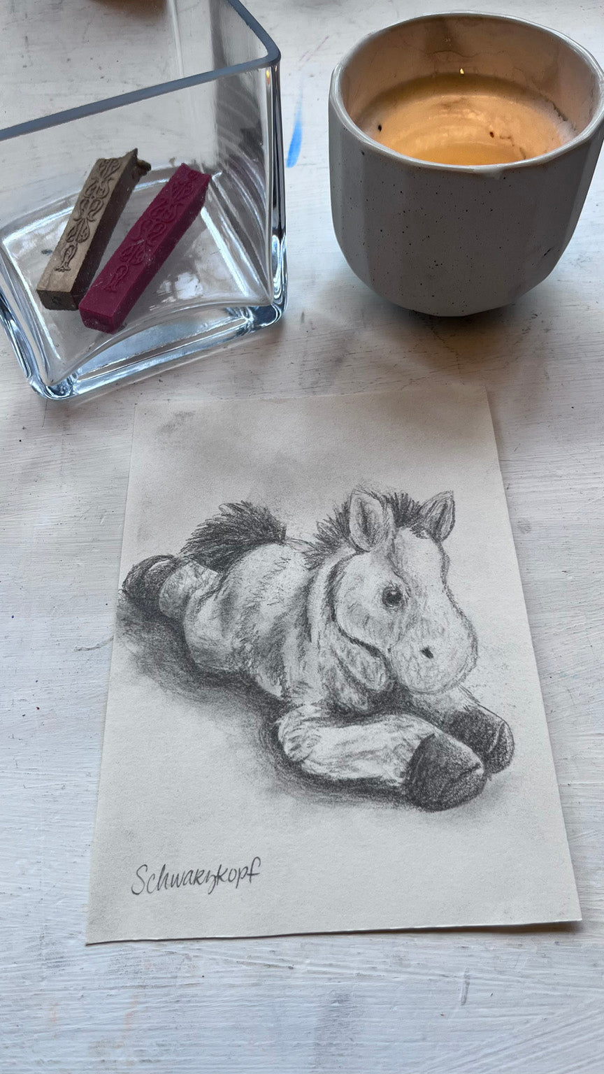 Original Graphite Drawing on Paper, Isla's Horse, No. 19 of 31 Horse Drawings