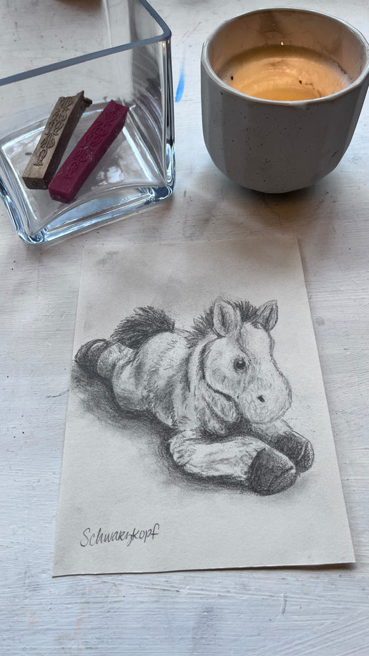 Original Graphite Drawing on Paper, Isla's Horse, No. 19 of 31 Horse Drawings