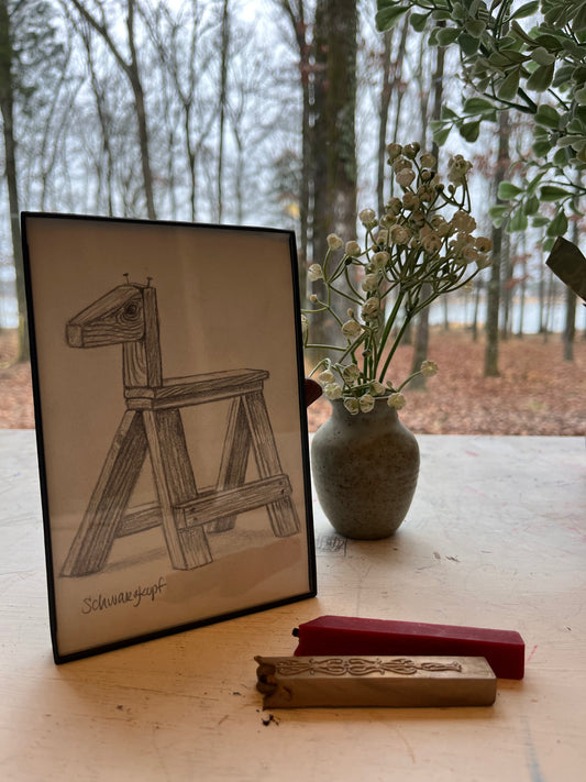 Original Graphite Drawing on Paper, The Saw Horse, No. 21 of 31 Horse Drawings