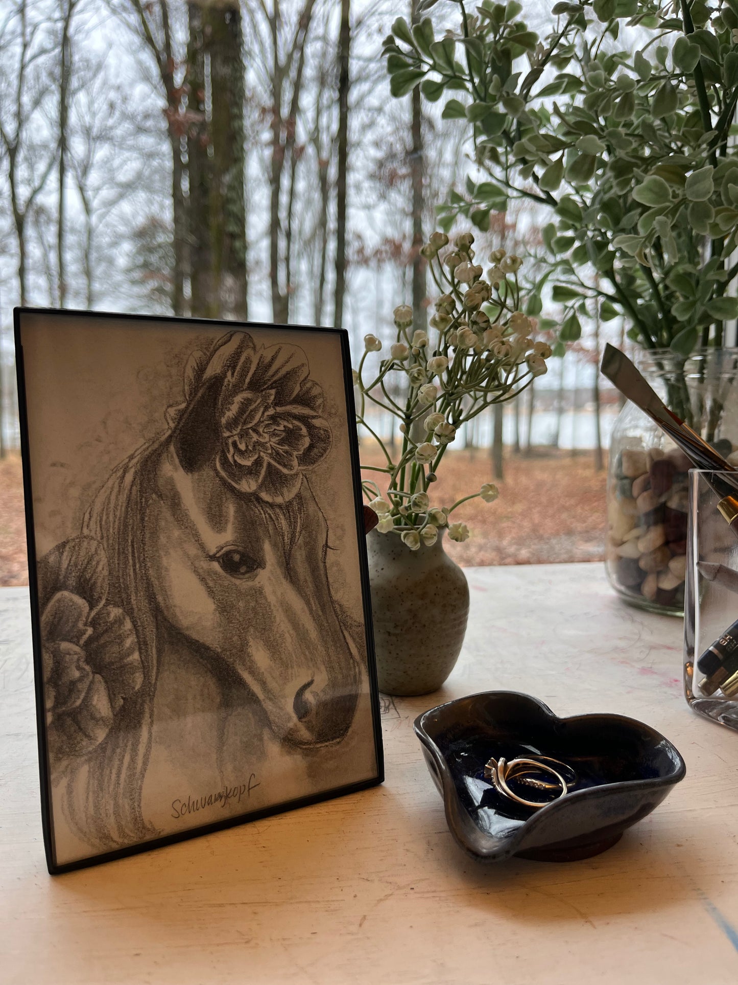Original Graphite Drawing on Paper, The Queen's Horse, No. 22 of 31 Horse Drawings