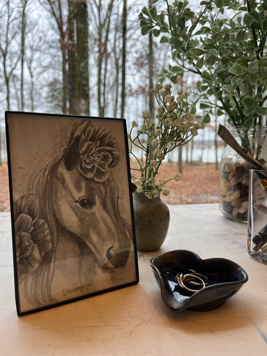 Original Graphite Drawing on Paper, The Queen's Horse, No. 22 of 31 Horse Drawings