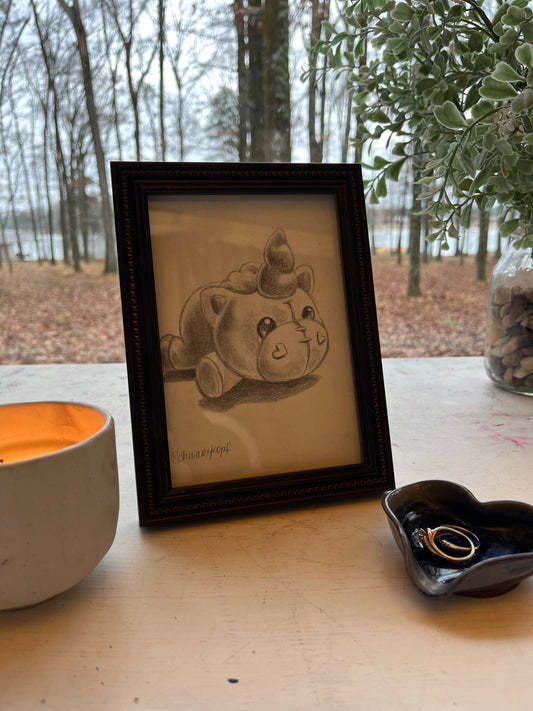 Original Graphite Drawing on Paper, Isla's Unicorn, No. 24 of 31 Horse Drawings