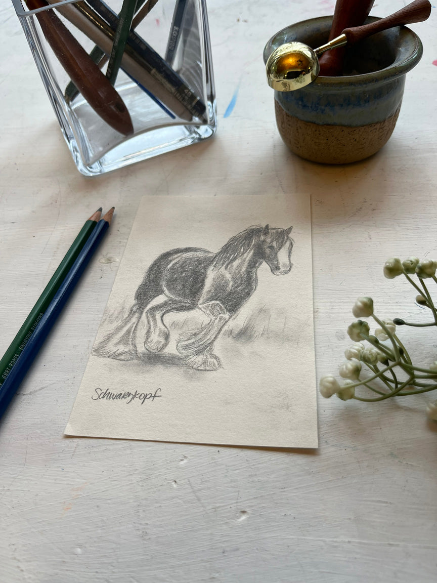 Original Graphite Drawing on Paper, The Artist's Favorite, No. 28 of 31 Horse Drawings