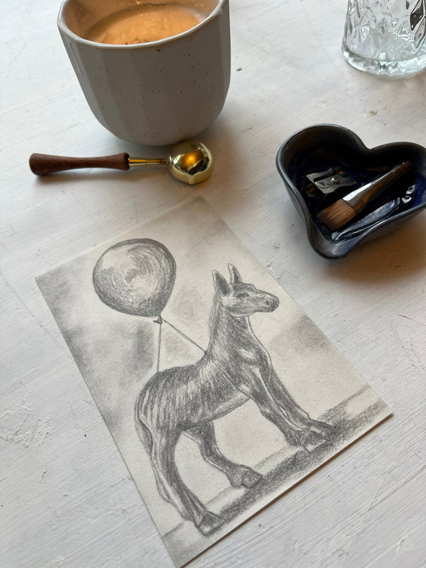 Original Graphite Drawing on Paper, The Imposter, No. 29 of 31 Horse Drawings