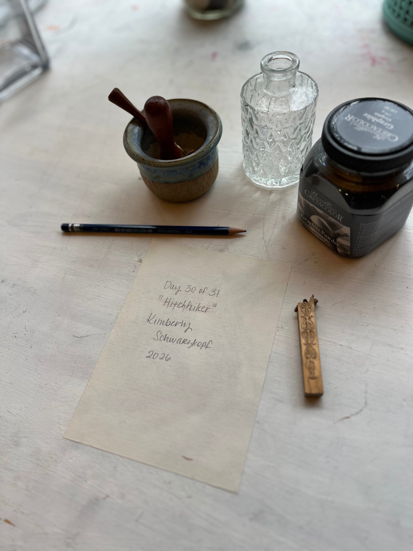 Original Graphite Drawing on Paper, Hitchhiker, No. 30 of 31 Horse Drawings