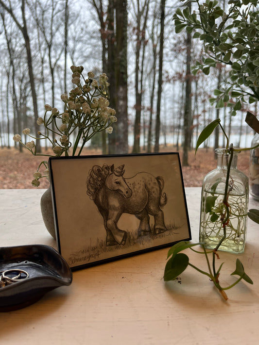 Original Graphite Drawing on Paper, Partycorn, No. 9 of 31 Horse Drawings