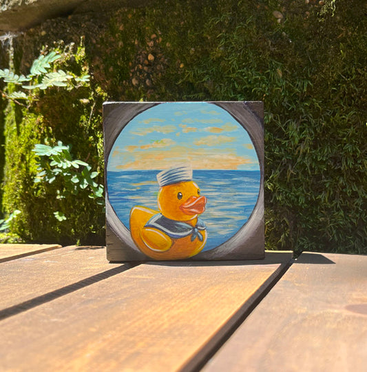 Original Painting on Wood, Cruisin Duck