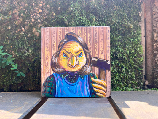 Original Painting on Wood, Dirty Birdie