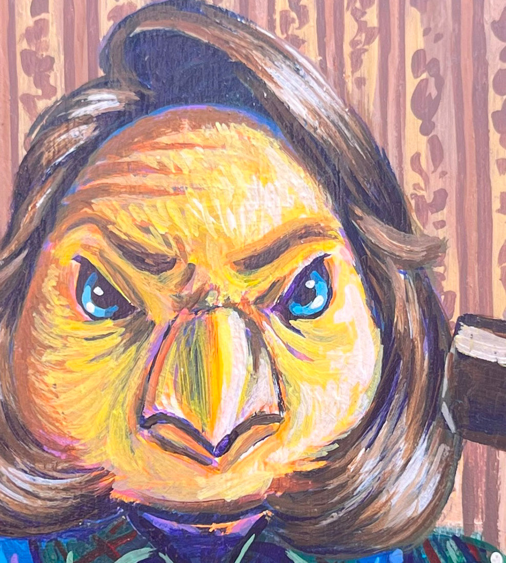Original Painting on Wood, Dirty Birdie