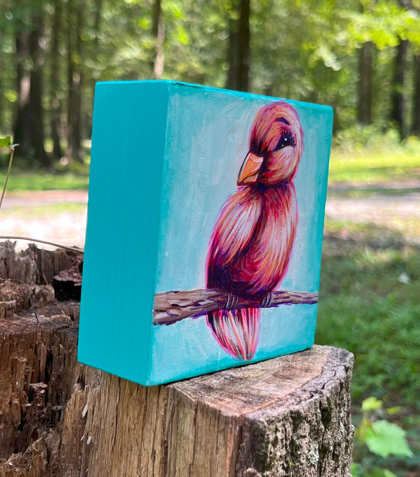 Original Painting on Wood, Lovebird #1