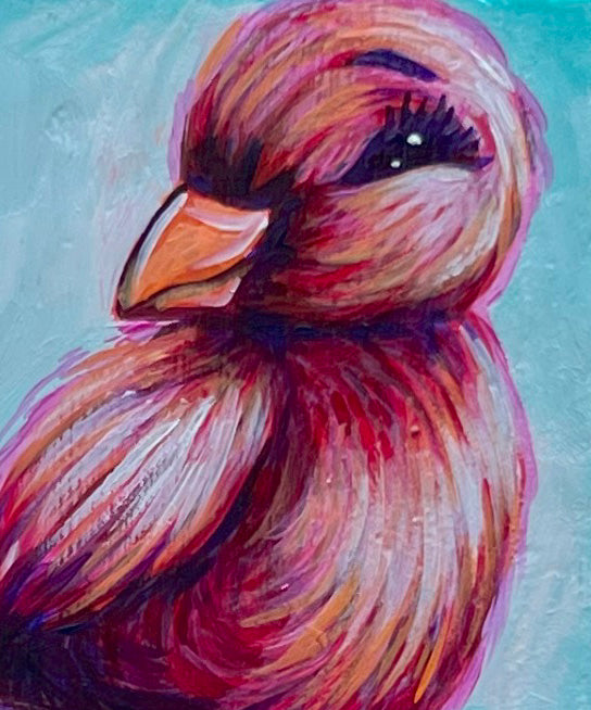 Original Painting on Wood, Lovebird #1