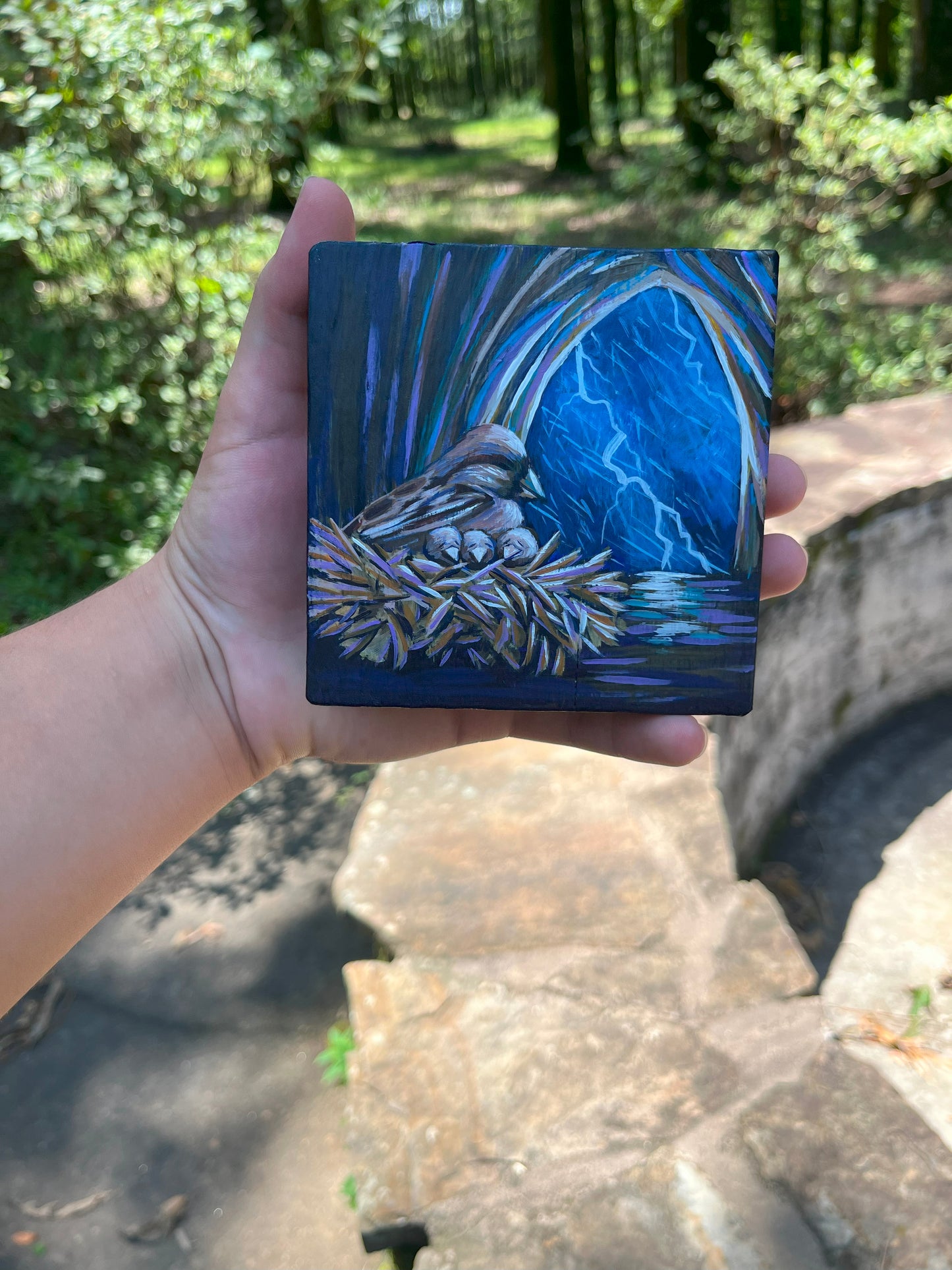 Original Painting on Wood, The Sparrow