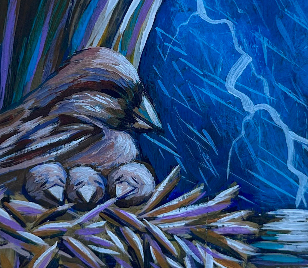 Original Painting on Wood, The Sparrow