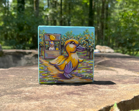 Original Painting on Wood, Waddle, Waddle